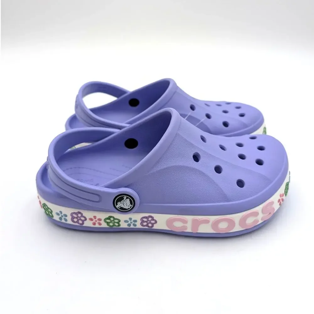Crocs Bayaband Flower Band Clog Shoes Kids' Digital Violet Size US2 EU33